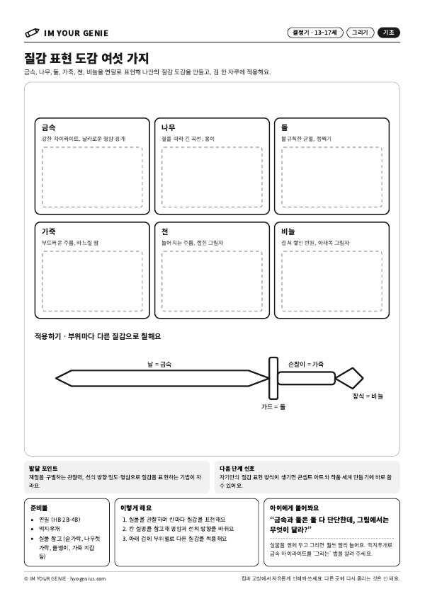 질감 표현 도감 여섯 가지 미리보기
