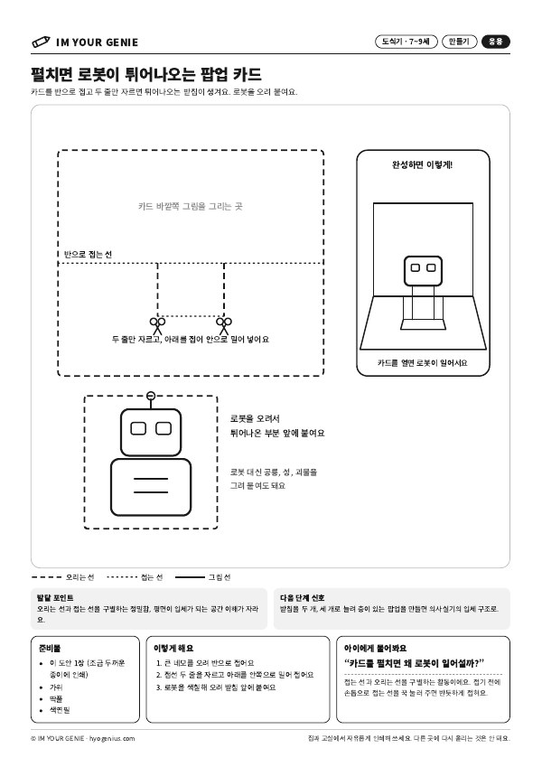펼치면 로봇이 튀어나오는 팝업 카드 미리보기